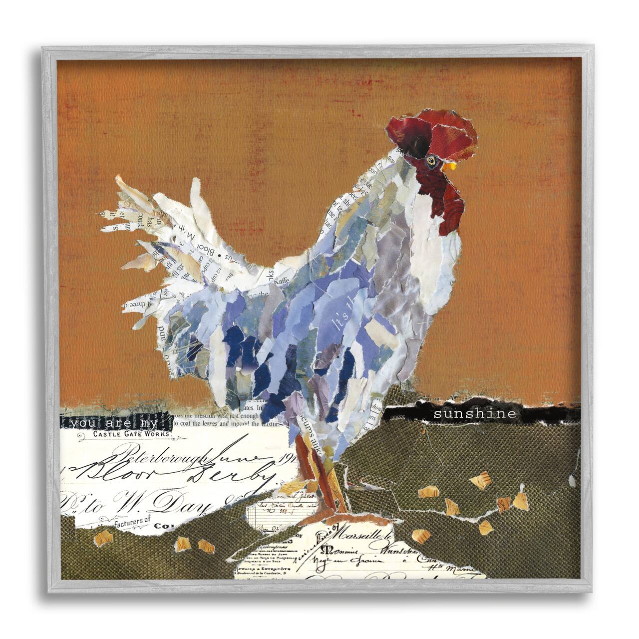 Stupell Industries Country Farm Chicken Collage My Sunshine Sentiment Framed Wall Art